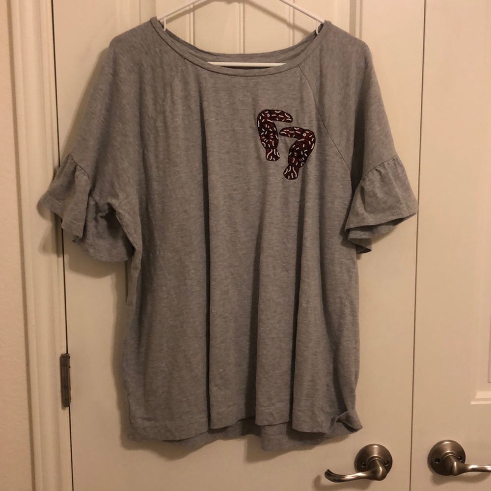 LOFT Tuscan Ruffled Sleeve Tee